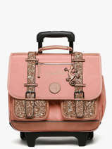 Boekentas Op Wieltjes Kinderen 2 Compartimenten Cameleon Roze vintage fantasy CR38